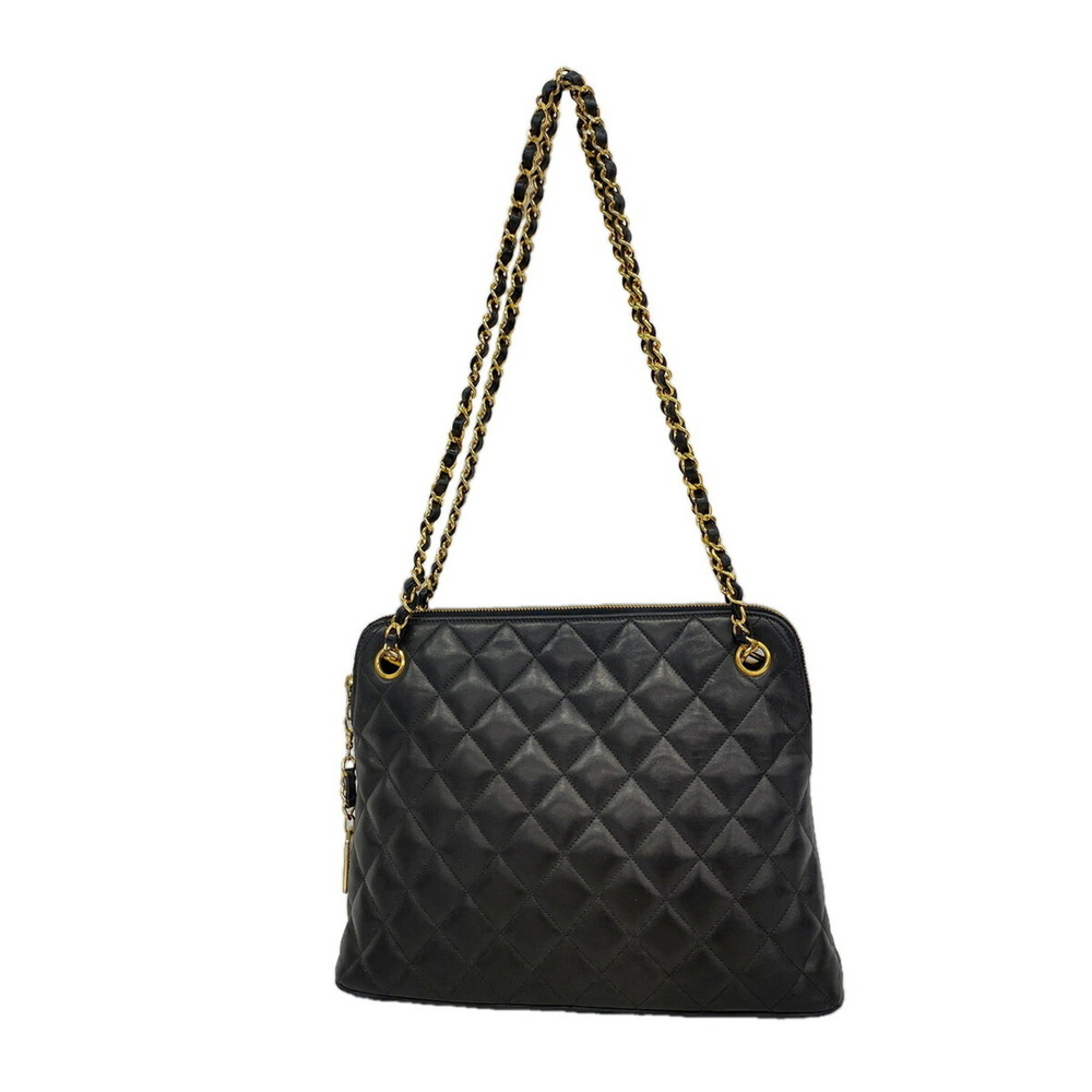 Chanel Matelassé Chain Shoulder Bag, Lambskin, Black, Women's